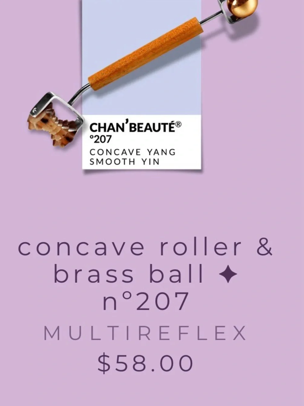 Concave Facial Roller Brown and Brass beauty tool